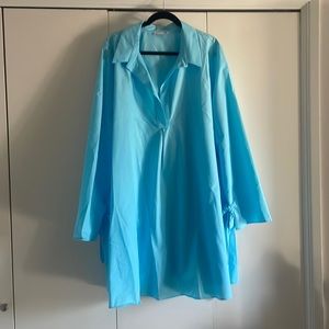 Asos curve blue shirt dress with bow detail